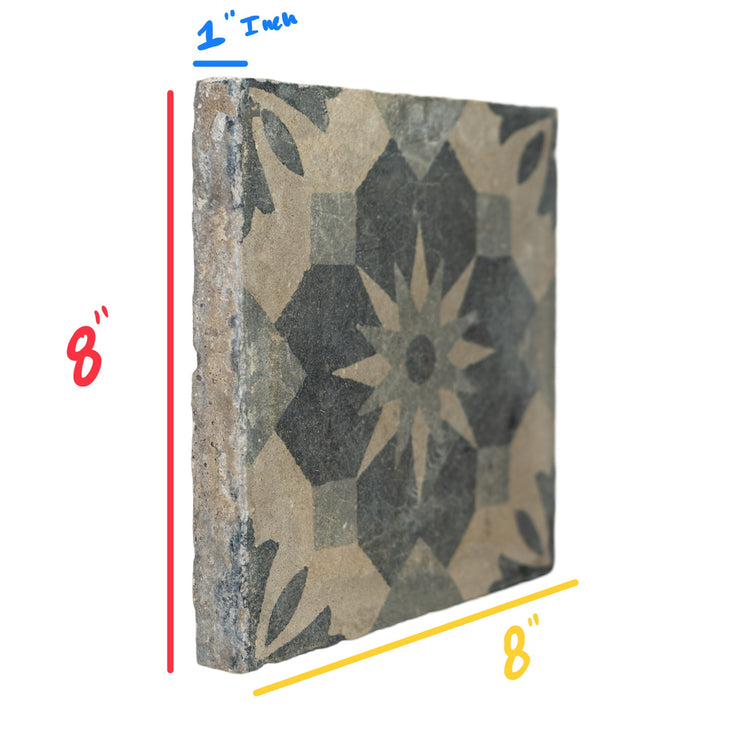 Reclaimed French Encaustic Geometric Concrete Tile (ET-FSLB)