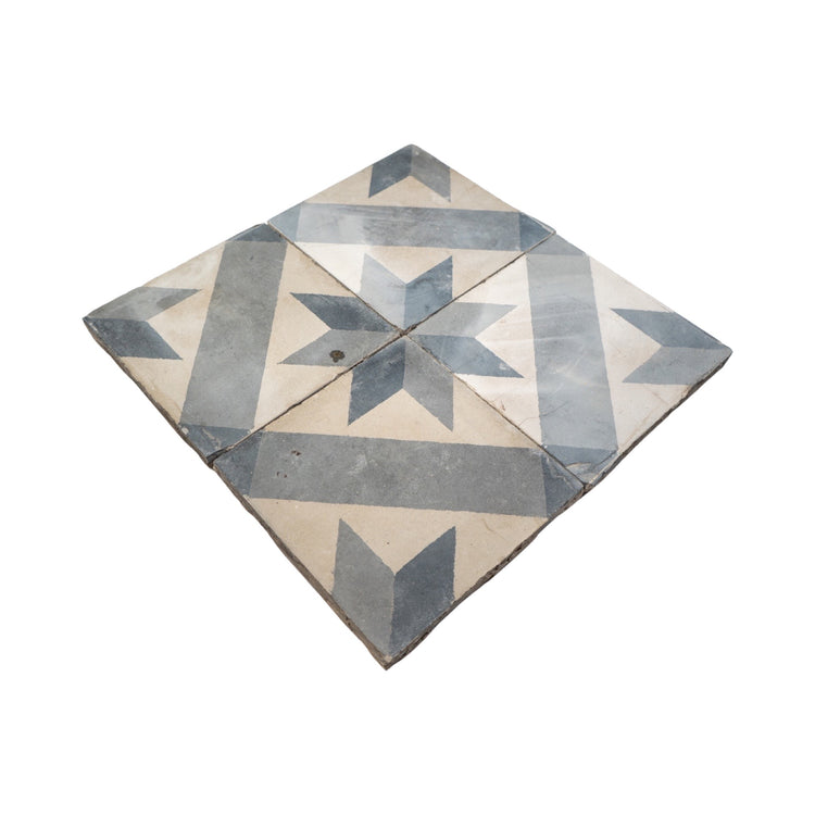 Reclaimed French Encaustic Square Geometric Concrete Tile (FL8555)