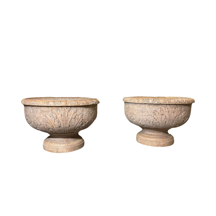 Pair of Italian Rosso Verona Marble Planters (V-DNUF)