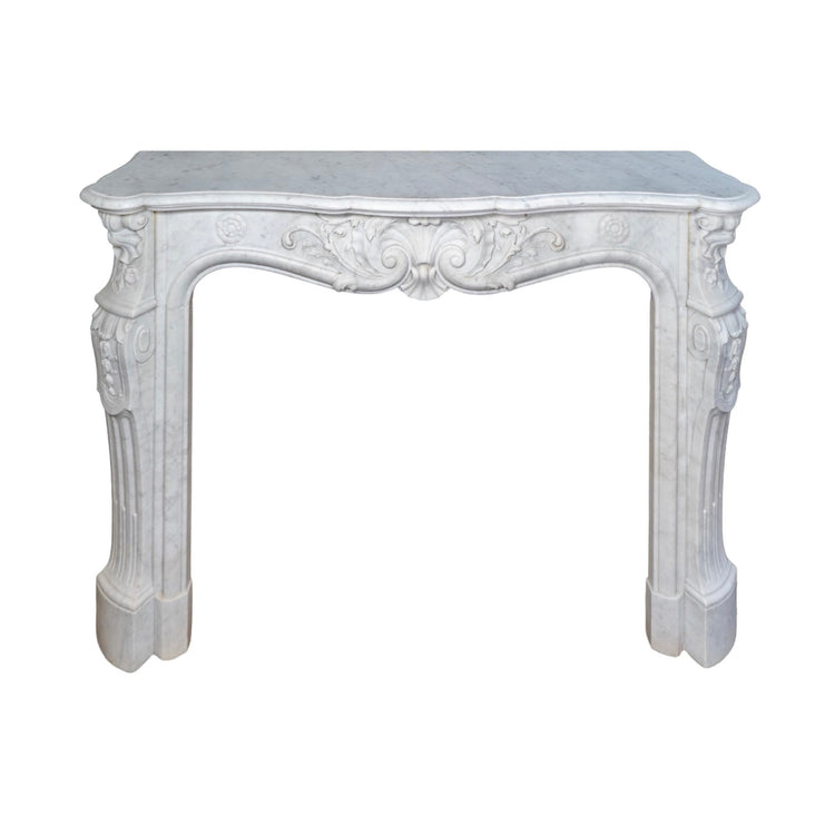 Antique French White Carrara Marble Mantel (M-ZJ0H)