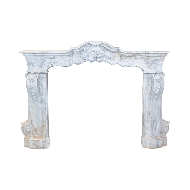 Antique Italian White Carrara Marble Mantel (MCH1077)