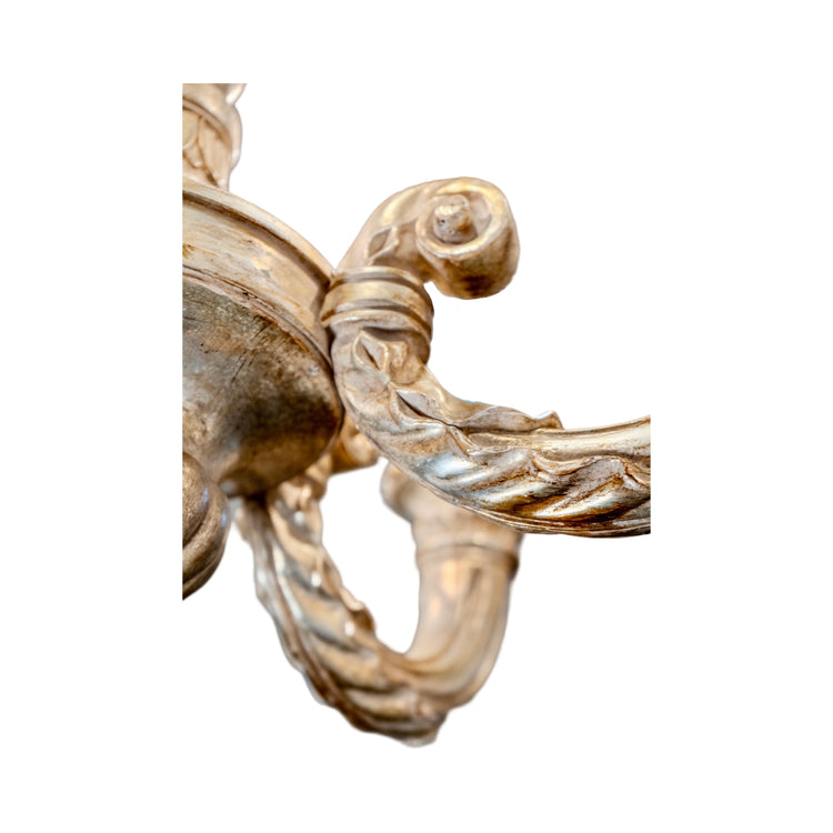 Antique French Silver-Lead Wooden Chandelier (L-ZARC)