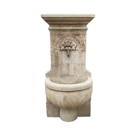 French Limestone Wall Fountain