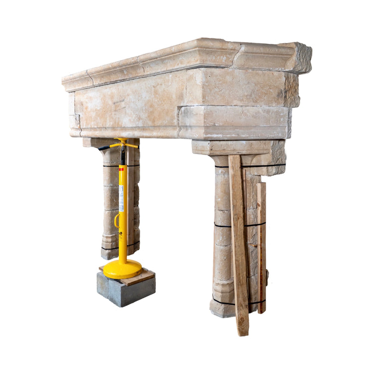 Antique French Limestone Mantel (M-XKBM)
