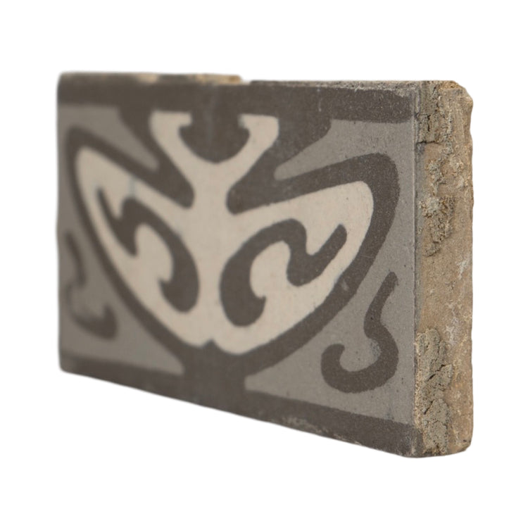 Reclaimed French Encaustic Floral Concrete Border Tile (ET-CENV)