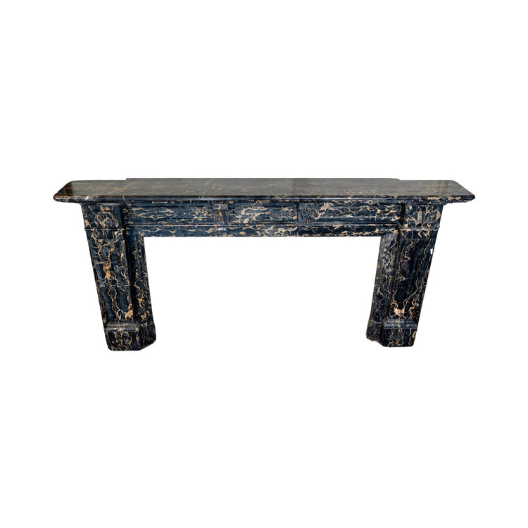 Antique French Portoro Nero Marble Mantel (M-DFVQ)