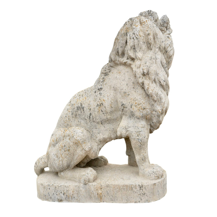 Contemporary French Reconstituted Stone Lion Statue with Base (GE-RADS)