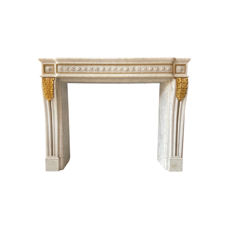 French White Veined Carrara Marble Mantel