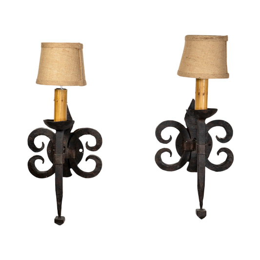 Pair of Spanish Iron Wall Sconces