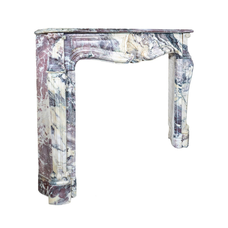 Antique French Villefranche Peach Flower Marble Mantel (MCH1057)