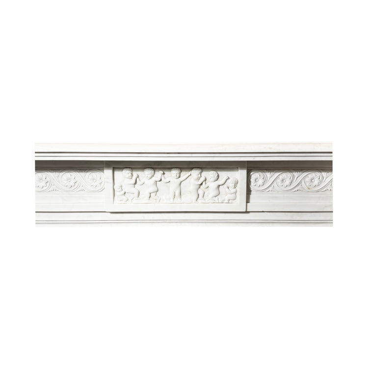 Antique Italian White Carrara Marble Mantel (M-AQBD)