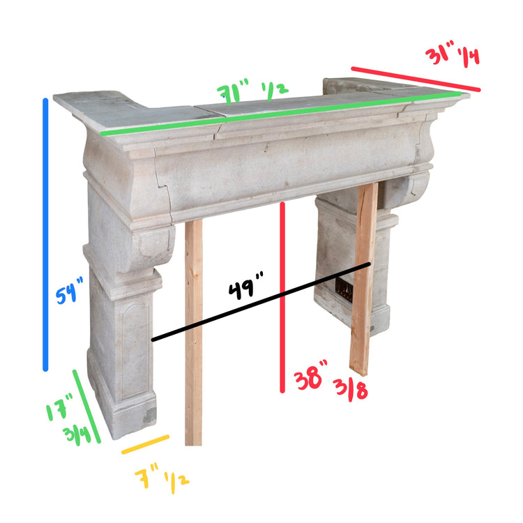 Antique French Limestone Mantel (M-FQCW)