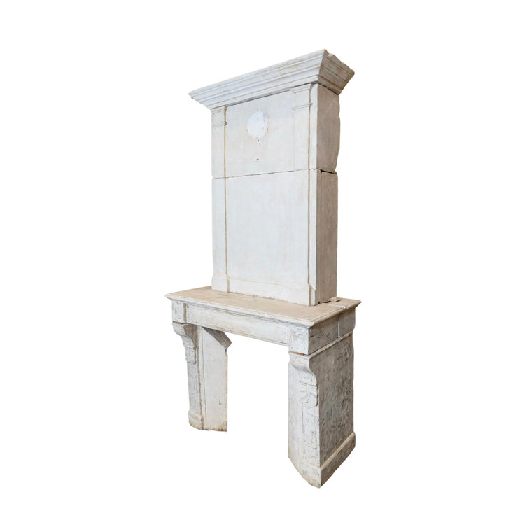 Antique French Limestone Fireplace (ALCH620)