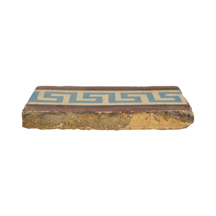 Reclaimed French Encaustic Decorative Greek Key Concrete Border Tile (ET-DKBQ)