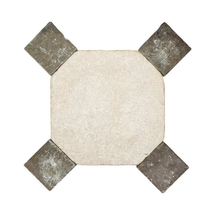 Octagonal Limestone & Bluestone Cabochon Tile (FL898)