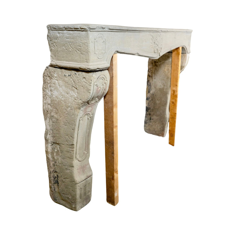 Antique French Limestone Mantel (M-WDVM)