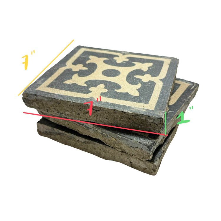 Reclaimed French Encaustic Concrete Square Tile (ET-CESN)