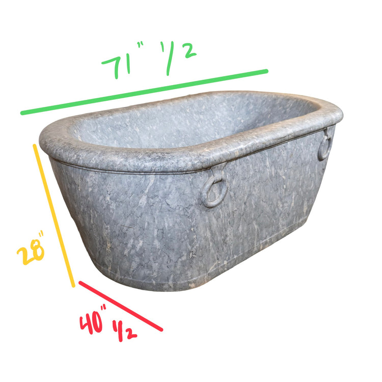 Antique Italian Light Grey Paloma Marble Bathtub (MS234)