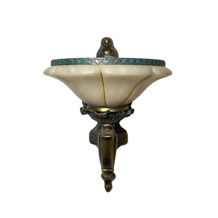 Pair of French Antique Bronze and Alabaster Sconces (L-HXMP)