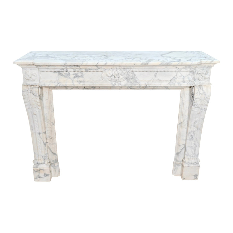 Antique French Carrara Marble Mantel (M-AHFQ)