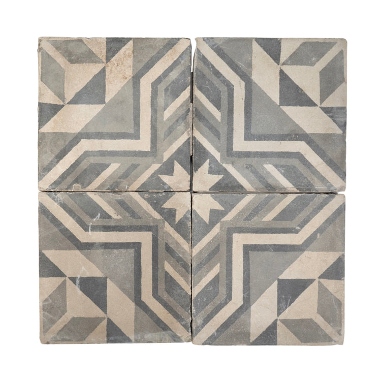 Reclaimed French Encaustic Geometric Concrete Tile (ET-HLRS)