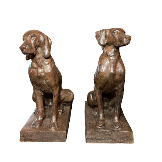 Pair of French Iron Dog Sculptures