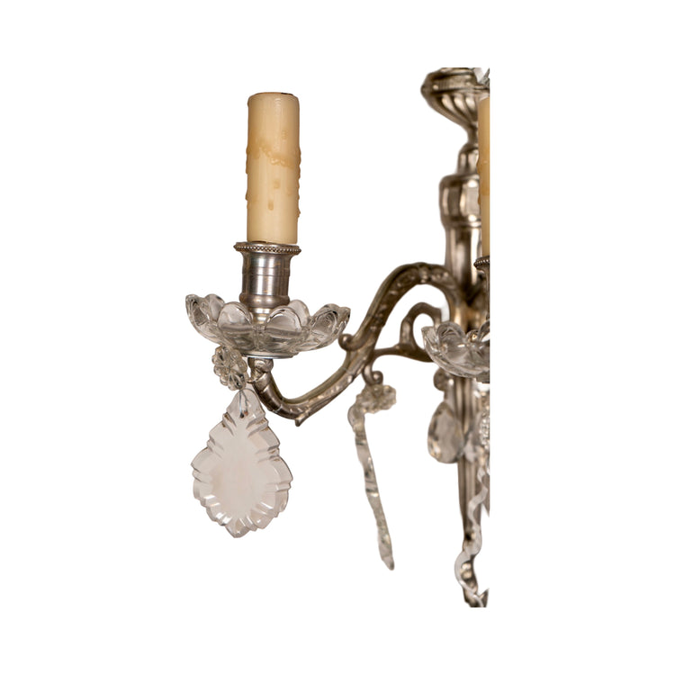 Pair of Antique French Silver Wall Sconces (L-MCYH)