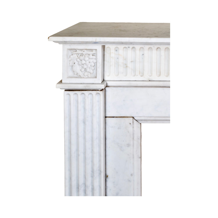 Antique French White Carrara Marble Mantel (MCH1092)