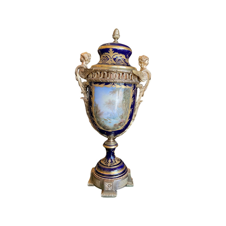 Pair of European Sevres Porcelain Urns (HD-GDZN)