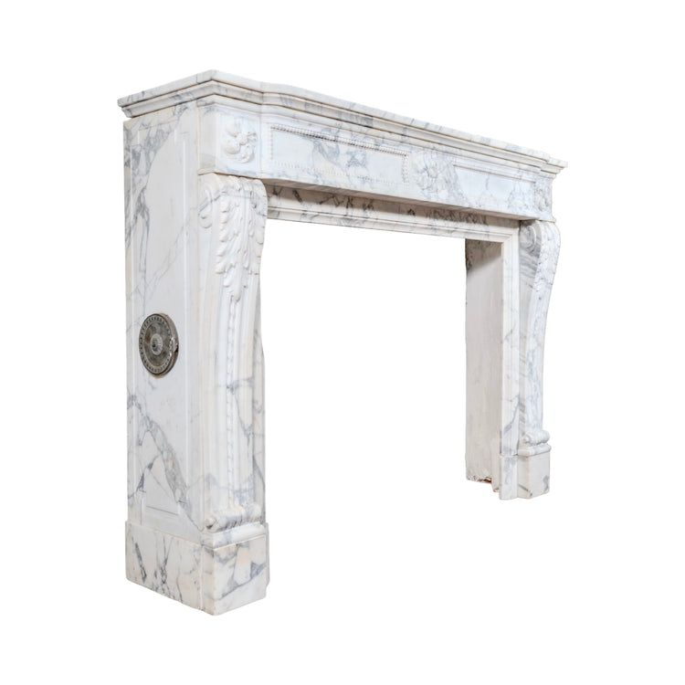 Antique French Carrara Marble Mantel (M-AHFQ)