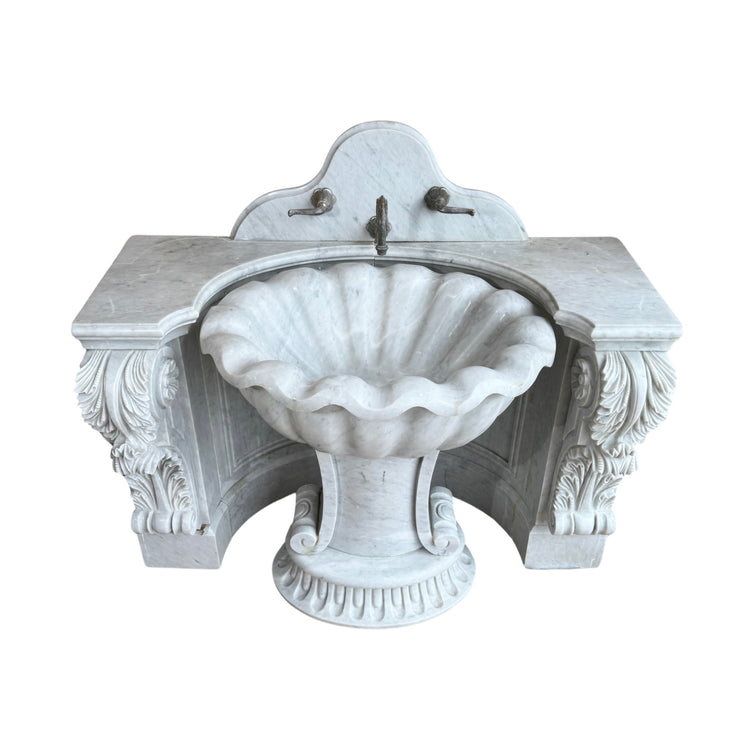 Antique Italian White Carrara Marble Vanity Wall Sink (S-XWVE)