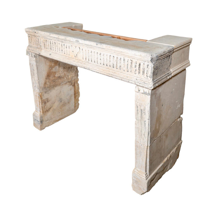 Antique French Limestone Mantel (M-VBAS)