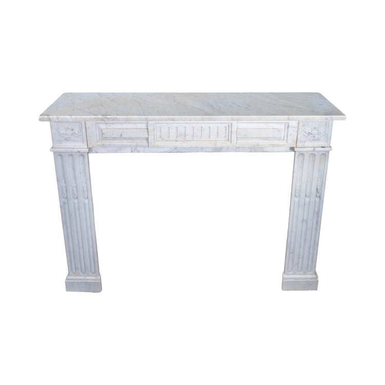 Antique French White Carrara Marble Mantel (M-YJRK)