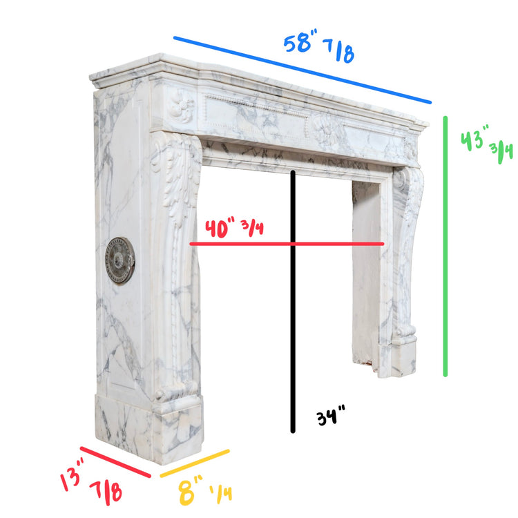 Antique French Carrara Marble Mantel (M-AHFQ)