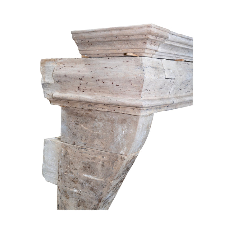 Antique French Burgundy Limestone Mantel (M-IZVI)