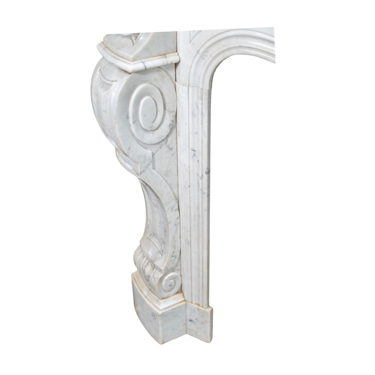 Antique French White Veined Carrara Marble Mantel (M-XVAR)