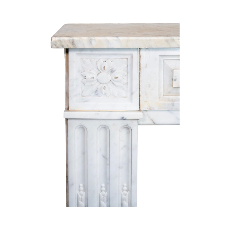 French White Veined Carrara Marble Mantel