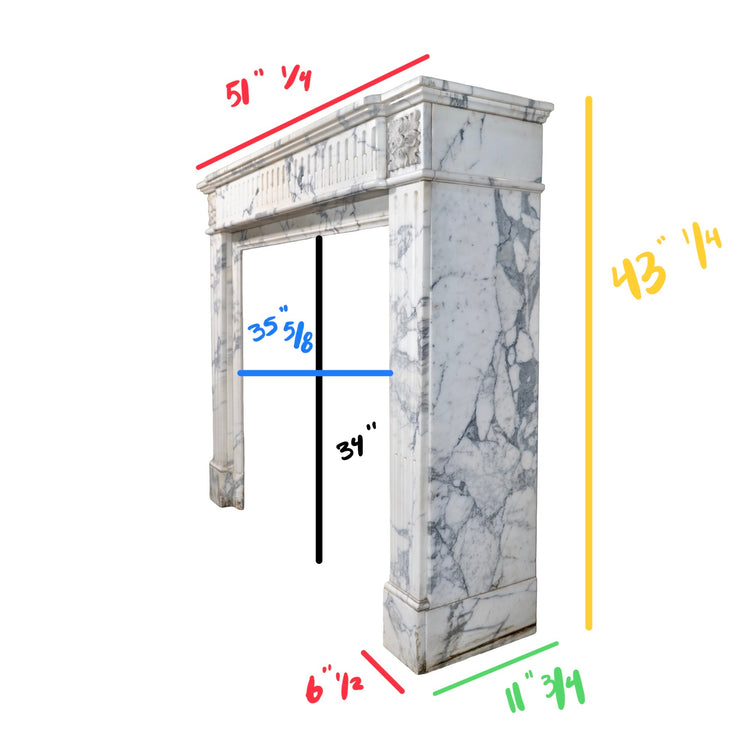 Antique French Arabescato Marble Mantel (M-BHVE)