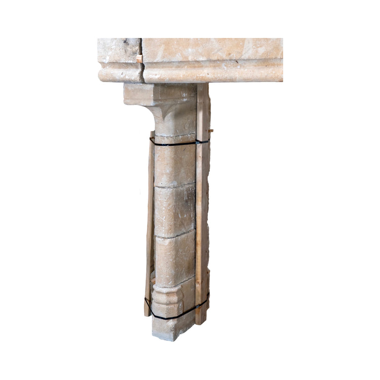 Antique French Limestone Mantel (M-XKBM)