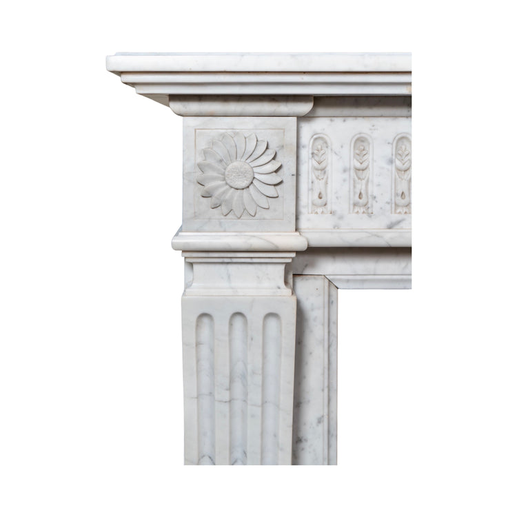 Antique French White Veined Carrara Marble Mantel (M-UCHW)
