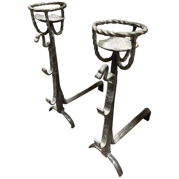 Pair of French Iron Chenets