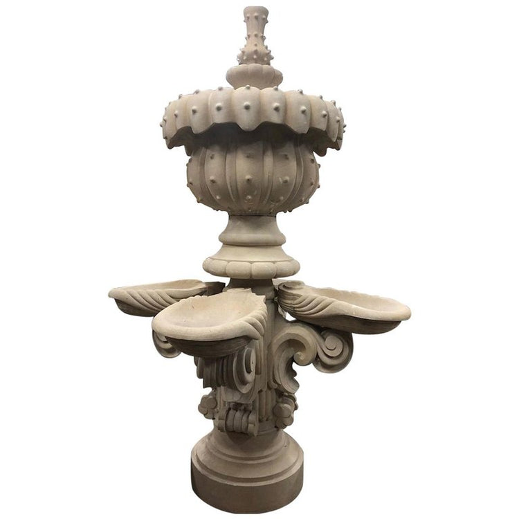 French Limestone Central Fountain