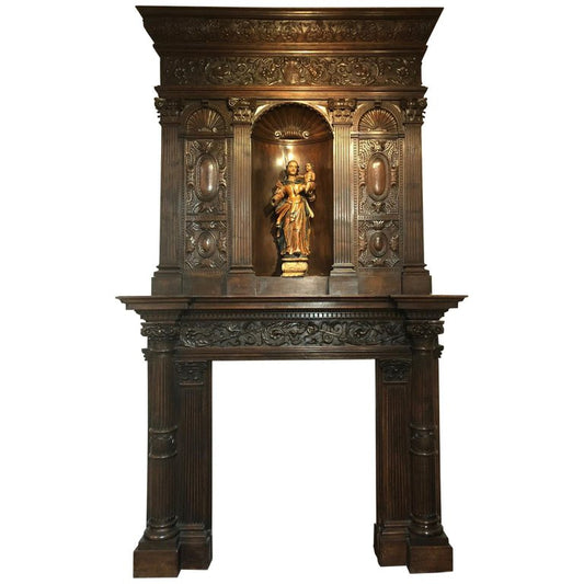 Antique French Oak Wood Mantel (WCH207)