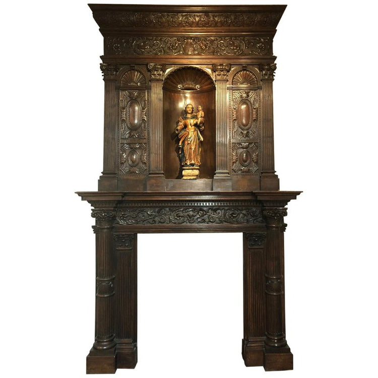 Antique French Oak Wood Mantel (WCH207)