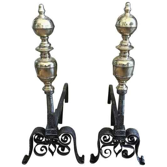 Pair of French Brass Andirons (MA603)