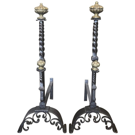 Pair of Italian Brass Andirons (MA602)