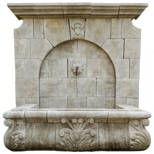 Contemporary French Gothic Revival Limestone Wall Fountain (FA620)