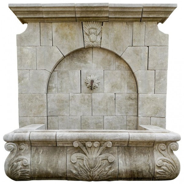 Contemporary French Gothic Revival Limestone Wall Fountain (FA620)
