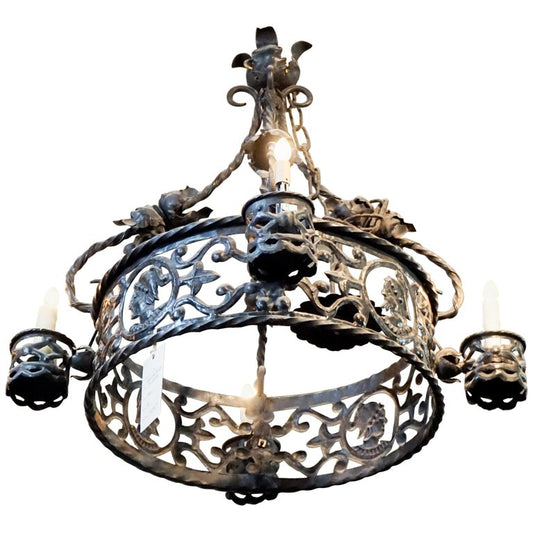 Spanish Hand Wrought Iron Chandelier (L12)