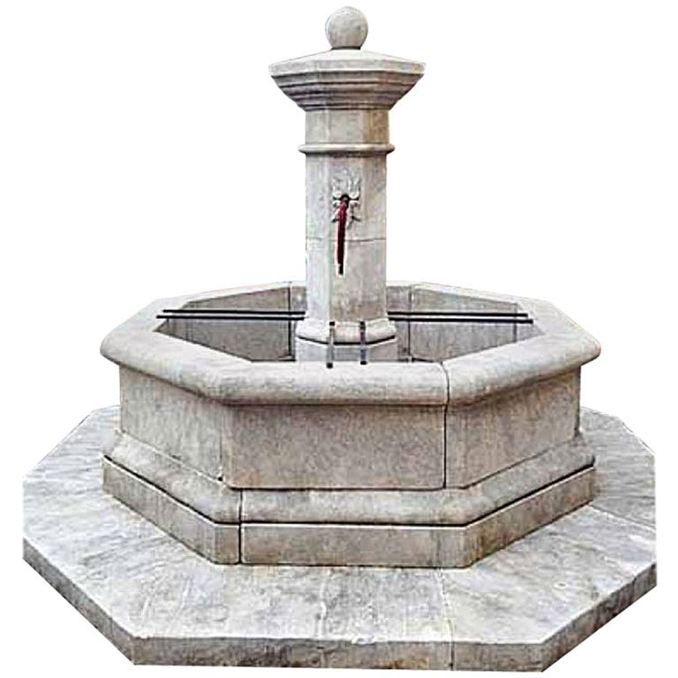 French Limestone Central Fountain